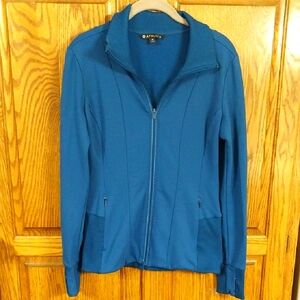 Athleta Ridge Jacket Women's Size Medium Full Zipper Peacock Blue Thumbholes